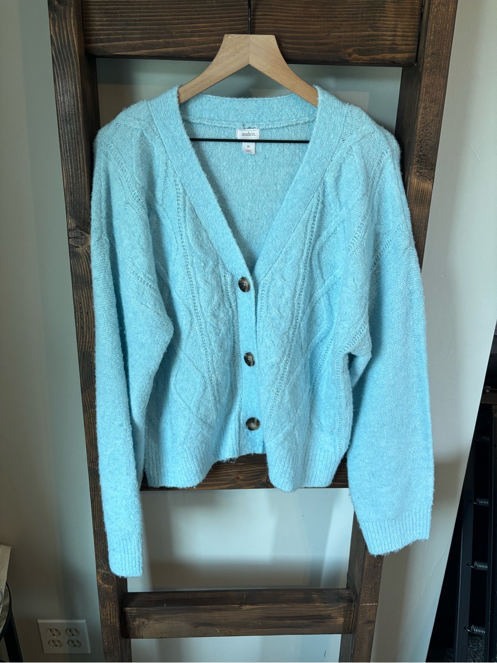 Auden Soft Knit Light Blue V-Neck Cardigan Sweater